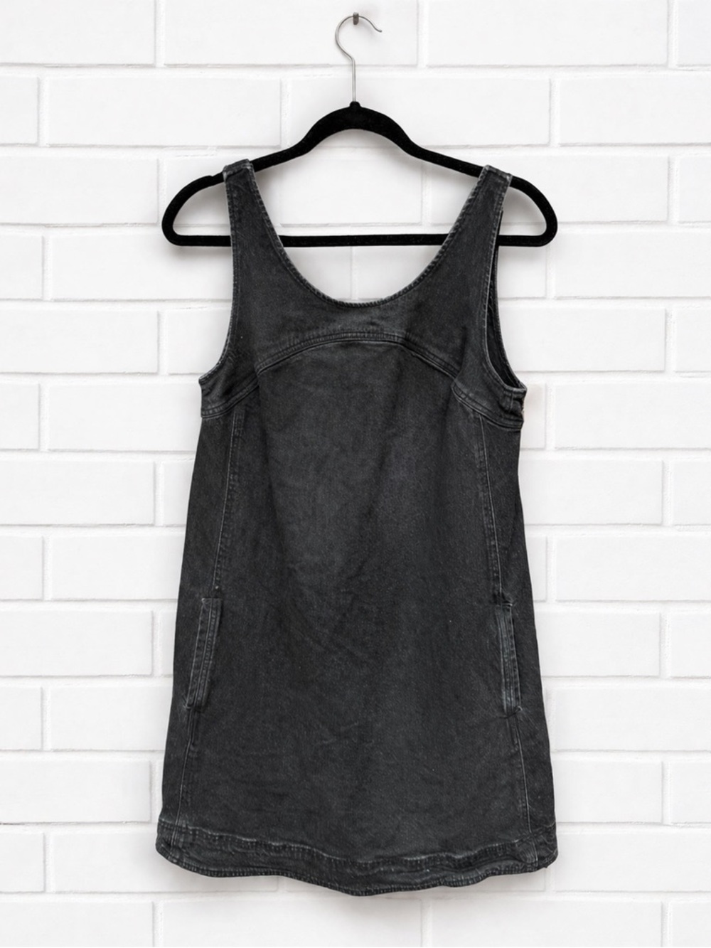 Pilcro Jean Dress Mini Black Denim Size 8 Anthropologie cotton overall like